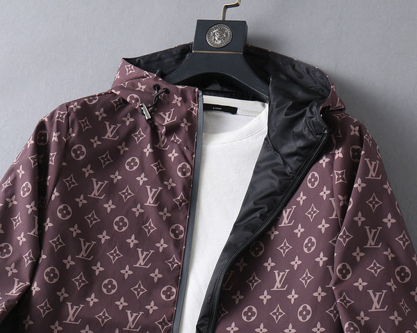 LV WINE RED MONOGRAM AND BLACK DOUBLE-SIDED WINDBREAKER 238976