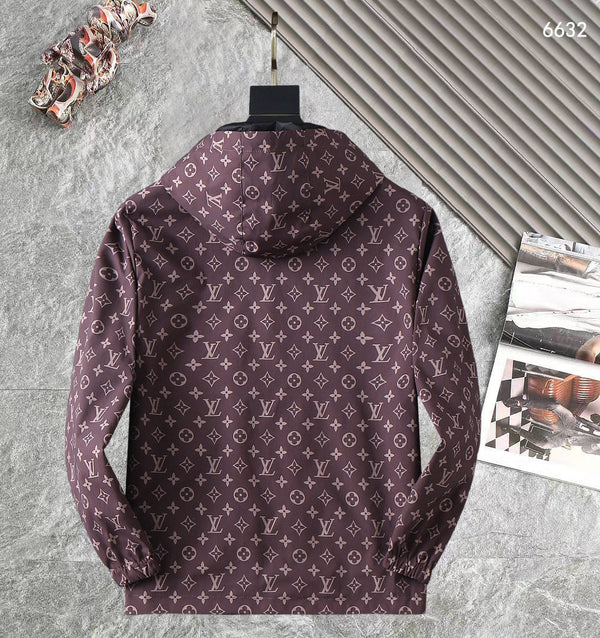 LV WINE RED MONOGRAM AND BLACK DOUBLE-SIDED WINDBREAKER 238976