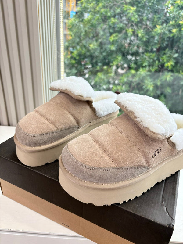 UGG Australian Shepherd Theia Platform Warm Taupe Wool Suede 525937