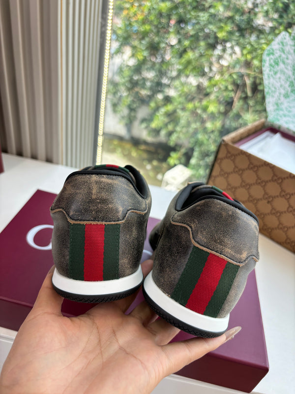 Gucci Shift Damensneaker Varianten Schwarzes Vintage Grey Brown Leder 506843