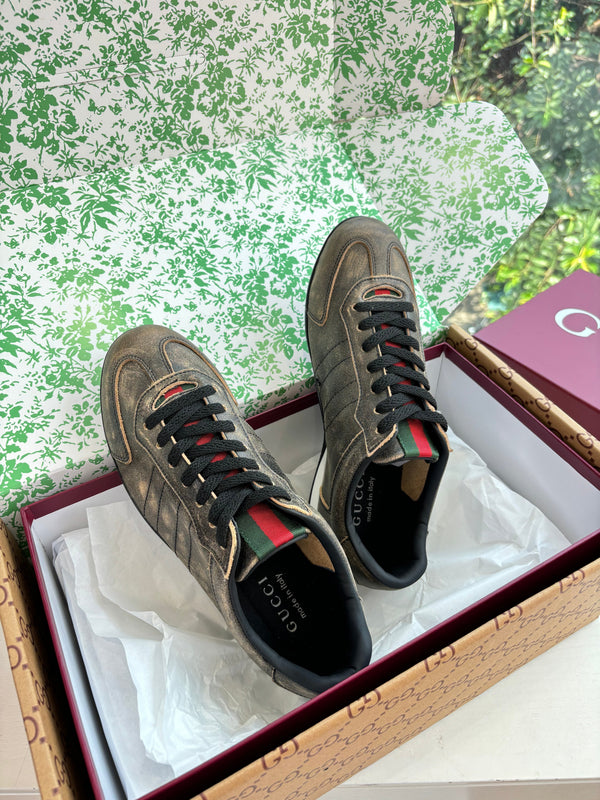 Gucci Shift Damensneaker Varianten Schwarzes Vintage Grey Brown Leder 506843