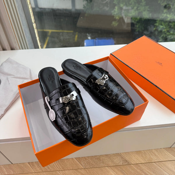HM 26s Destin Mule Black Crocodile Leather 967706