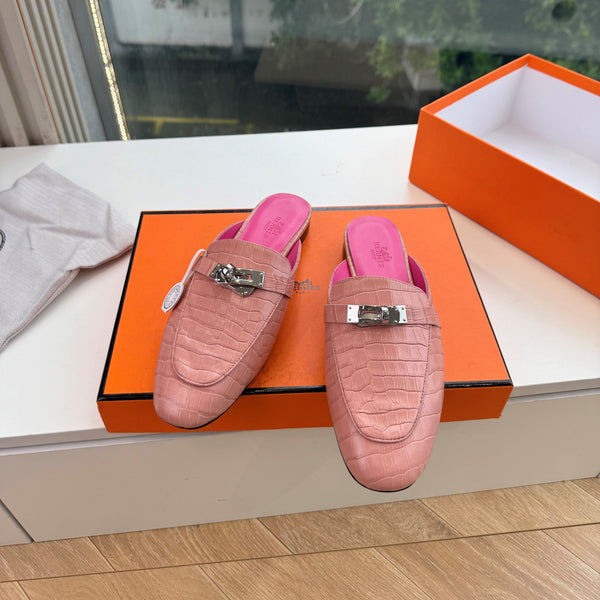 HM 26s Destin Mule Pink Pastel Matte Crocodile Leather 967707