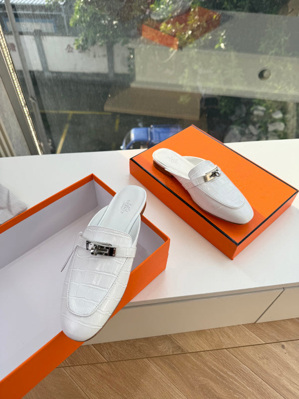 HM 26s Destin Mule White Crocodile Leather 967710