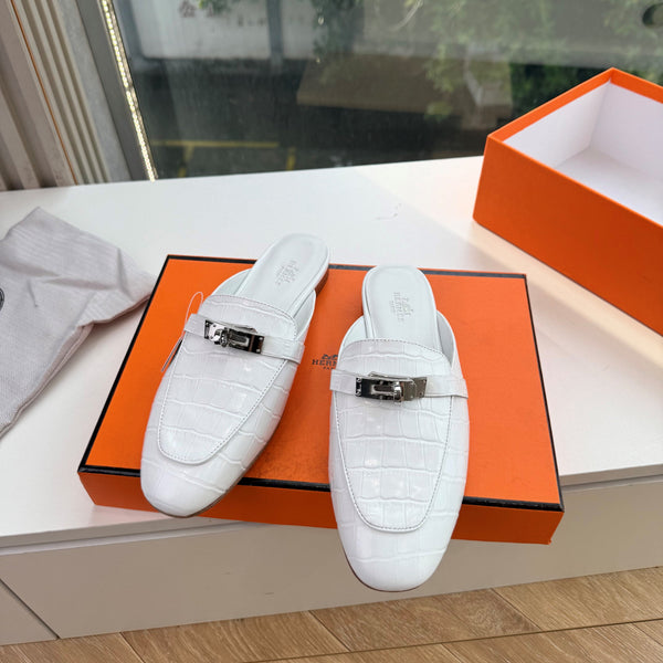 HM 26s Destin Mule White Crocodile Leather 967710