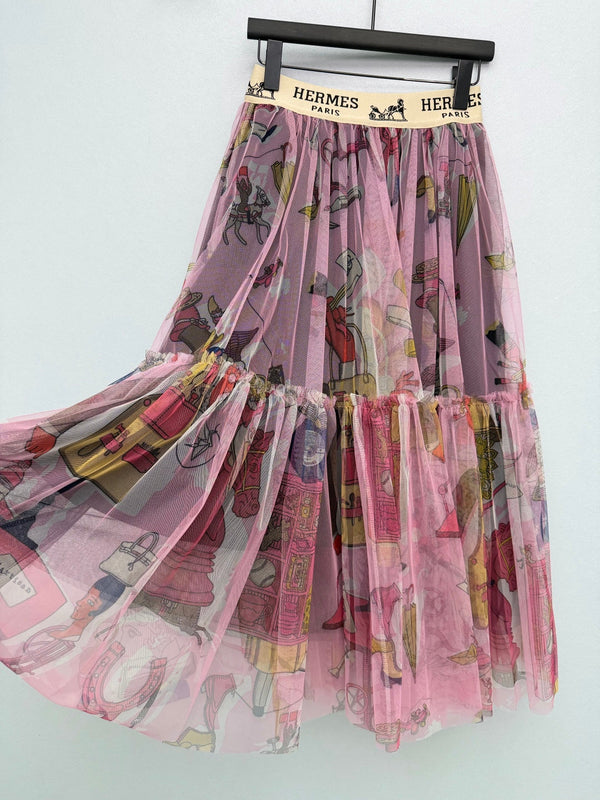 HM 26s Cake Skirt Pink Colorful Mesh 367052