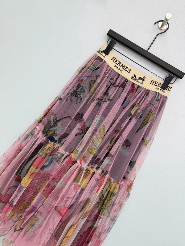 HM 26s Cake Skirt Pink Colorful Mesh 367052