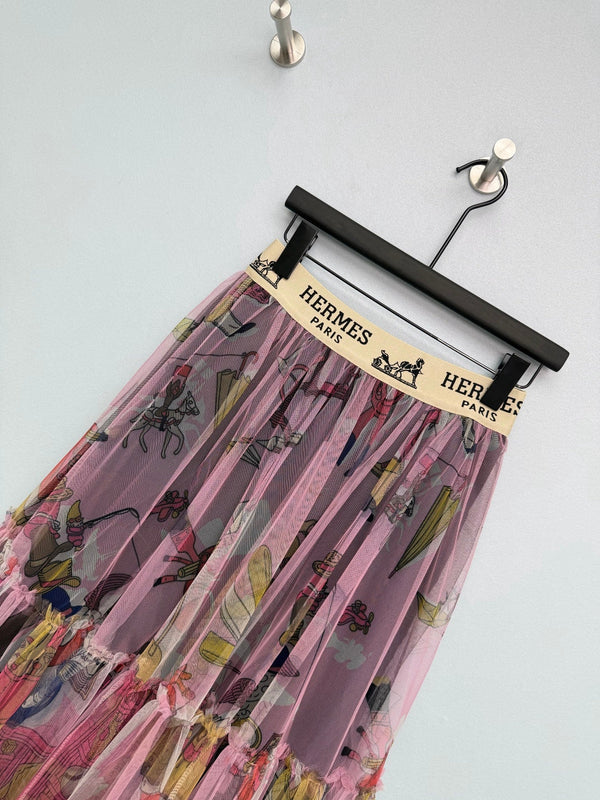 HM 26s Cake Skirt Pink Colorful Mesh 367052
