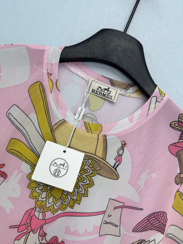 HM 26s T-Shirt Pink Colorful Mesh 367053