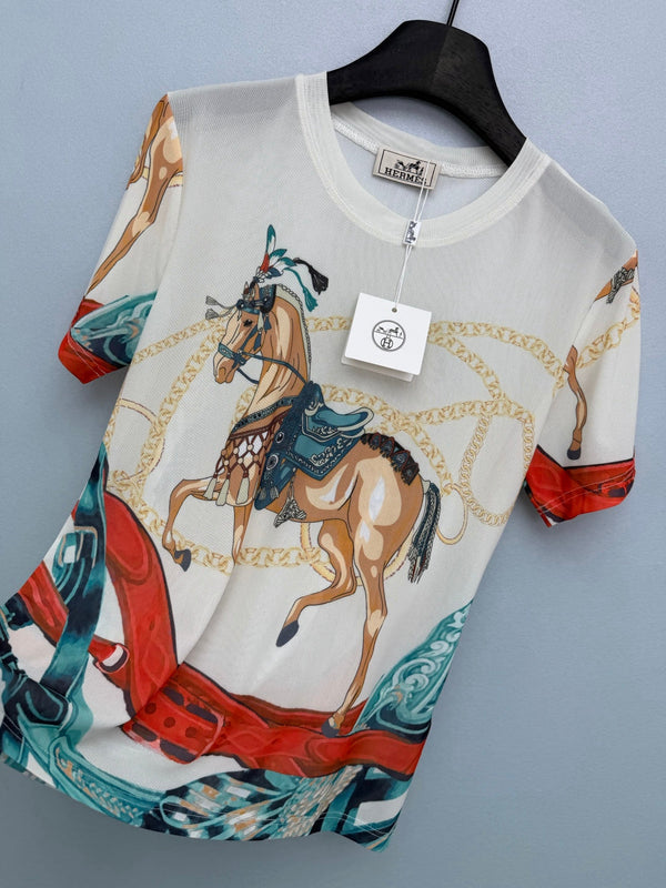 HM 26s T-Shirt Ivory Colorful Mesh 367056