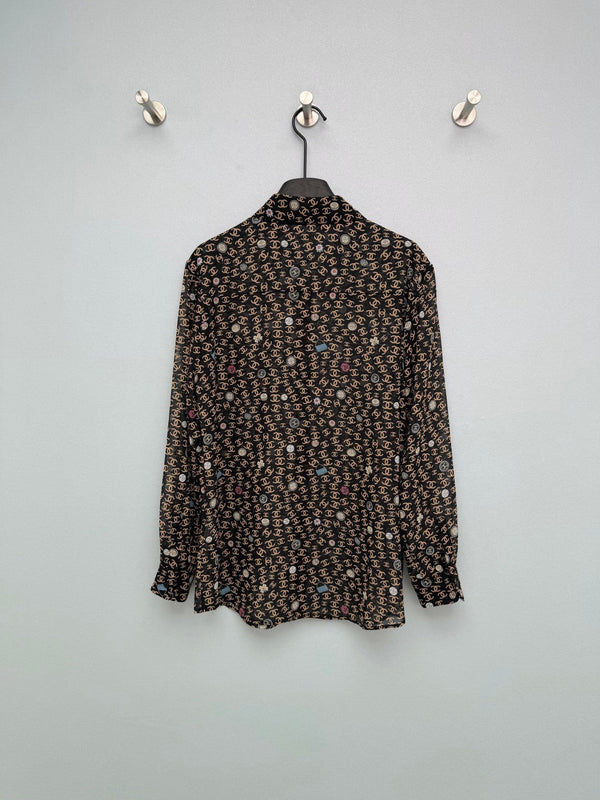 Haut à manches longues imprimé CC 26s polyester noir 367043