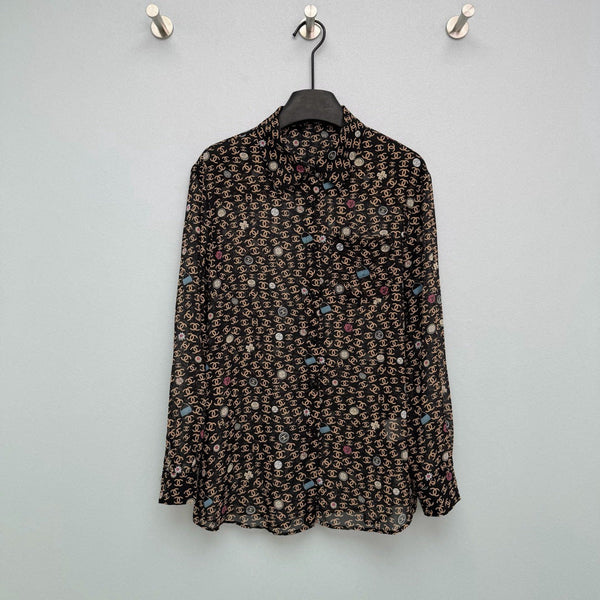 Haut à manches longues imprimé CC 26s polyester noir 367043