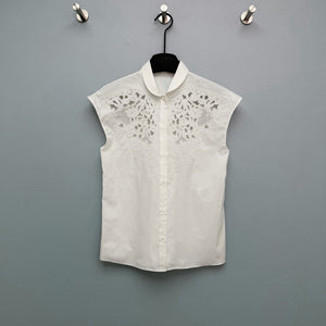 Valentino 26s Embroidered Sleeveless White Polyester 367034