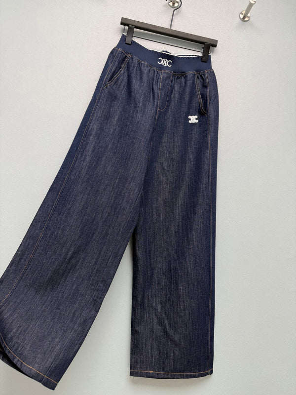 CL 26s Waist Wide-Leg Jeans Dark Blue Denim 399309