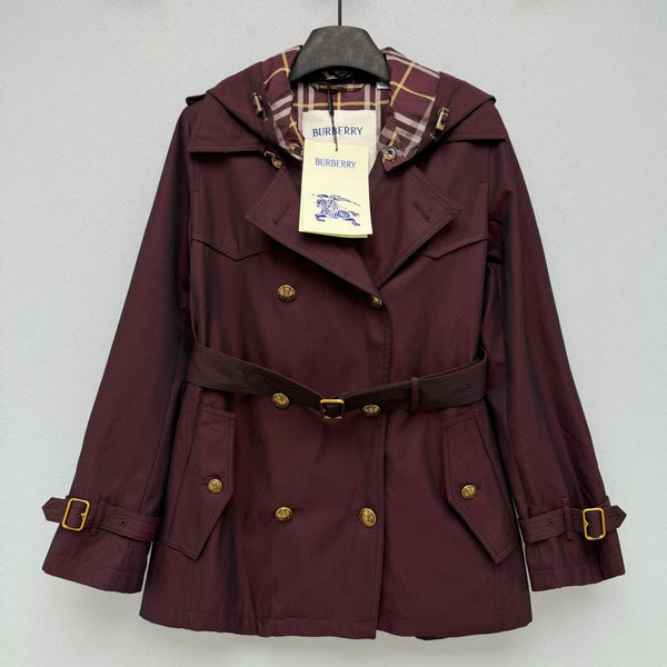 BRR Short Tropical Gabardine Foxfield Trench Coat Vineyard Red Cotton Polyester