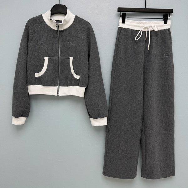CD 26S Gray Contrast Knit Tracksuit Set 428311