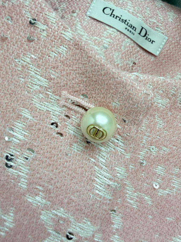 CD 26s Bee Embroidered Peplum Jacket Pink Polyester Wool 444917