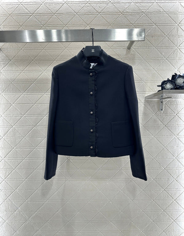 CD 25 Floral Embroidered Lapel Blazer Wool And Silk