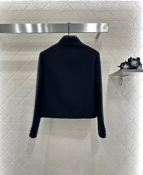 CD 25 Floral Embroidered Lapel Blazer Wool And Silk