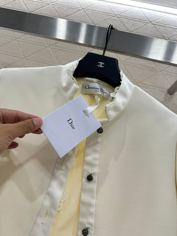CD 25 Floral Embroidered Lapel Blazer Wool And Silk