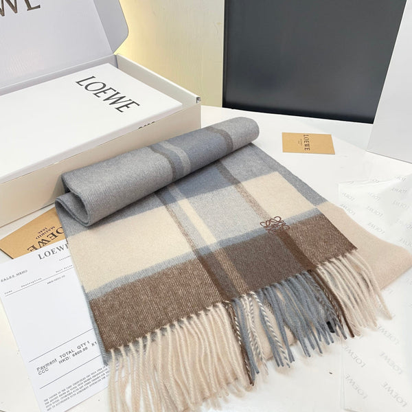 Loewe Scarf 180CM Light Brown Gray Cashmere 969303