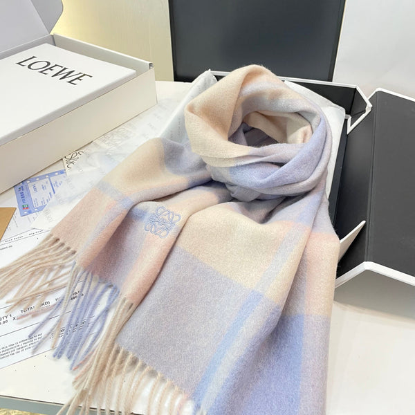 Loewe Scarf 180CM Light Blue Beige Cashmere 969304