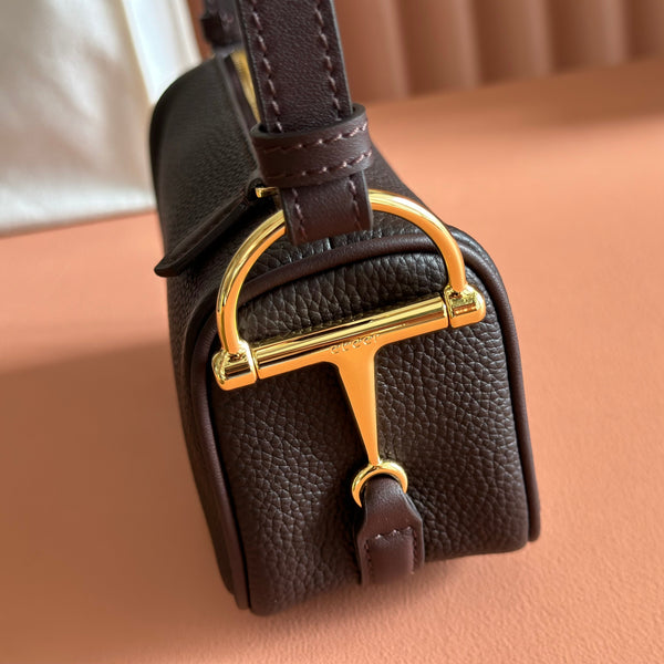 GG Half Horsebit Bag 19cm Black Grain Leather