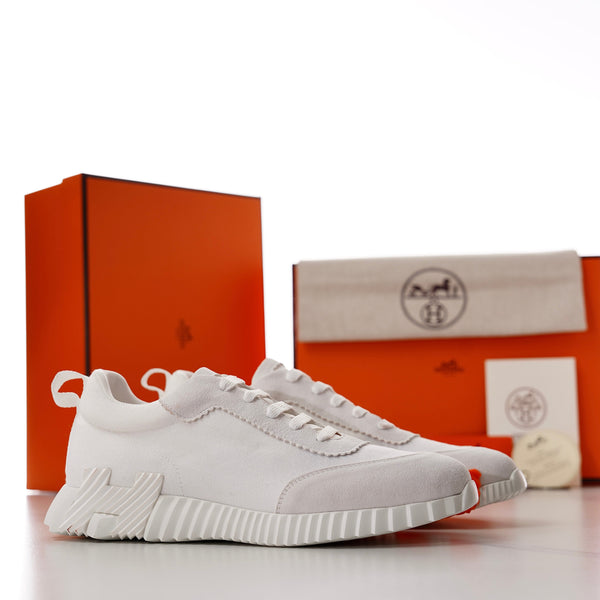 HM Men's Bouncing Sneaker White Fabric Suede 688616