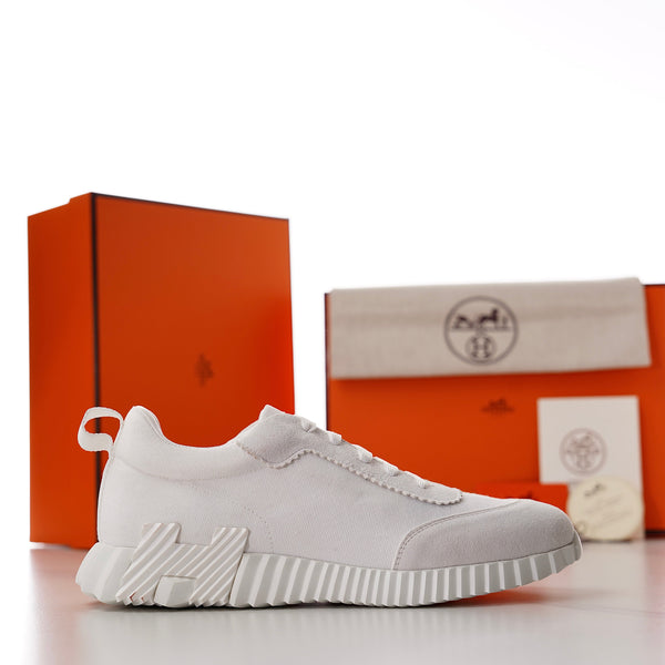 HM Men's Bouncing Sneaker White Fabric Suede 688616