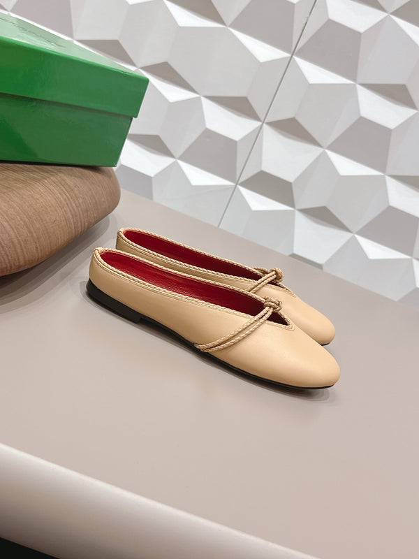BV Rosa Mary-Jane Ballerine Cuir d'agneau Beige 613306