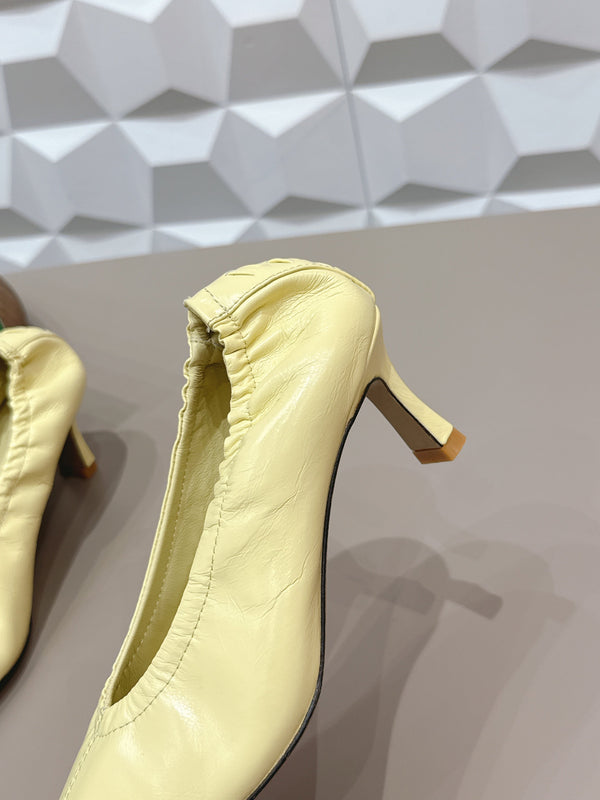 BV Sofia escarpin 4cm cuir d'agneau jaune citron 613301