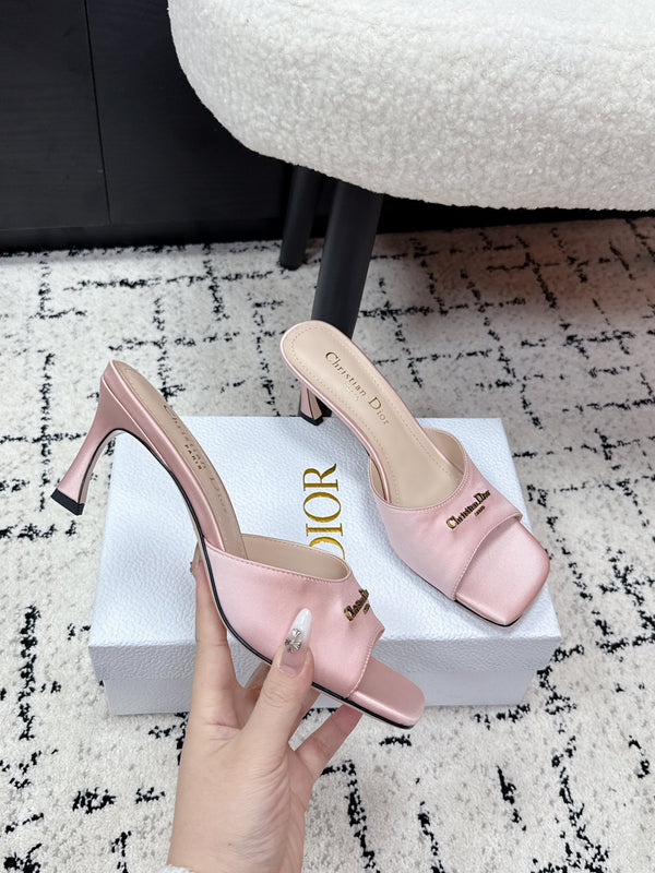 CD Square-Toed Sandal Pink Satin 617522