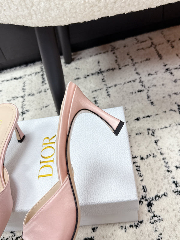 CD Square-Toed Sandal Pink Satin 617522