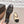 Ballerines CC 26s bout rond talon ouvert Noir Beige Tissu Cuir 613255
