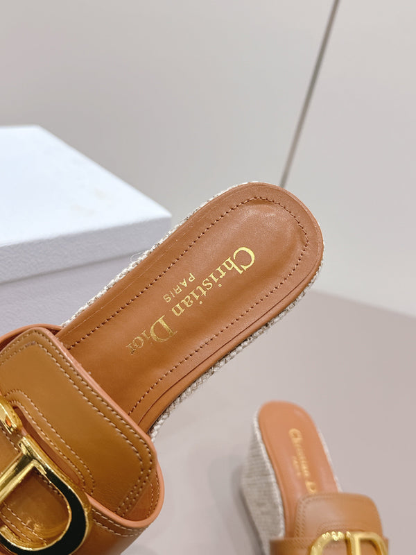 CD 30 Montaigne Mules compensées 8 cm Cuir de veau tanné 738318