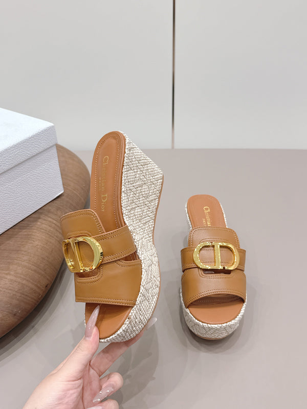 CD 30 Montaigne Mules compensées 8 cm Cuir de veau tanné 738318