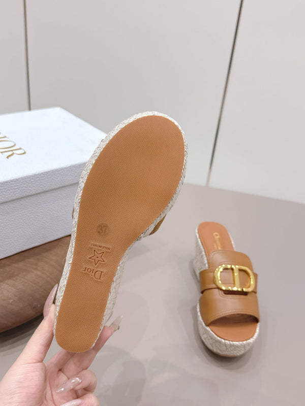 CD 30 Montaigne Mules compensées 8 cm Cuir de veau tanné 738318