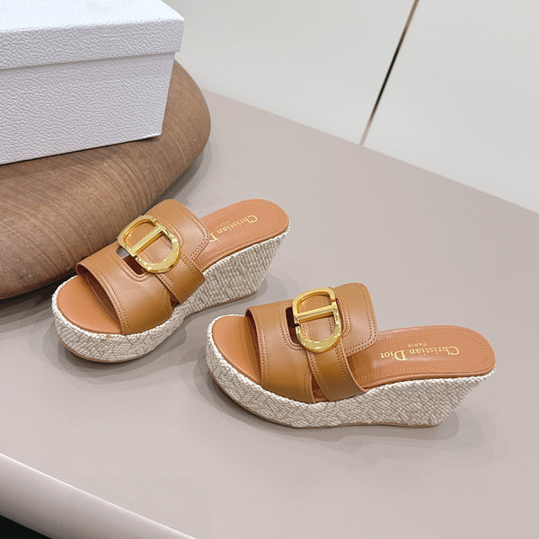 CD 30 Montaigne Mules compensées 8 cm Cuir de veau tanné 738318