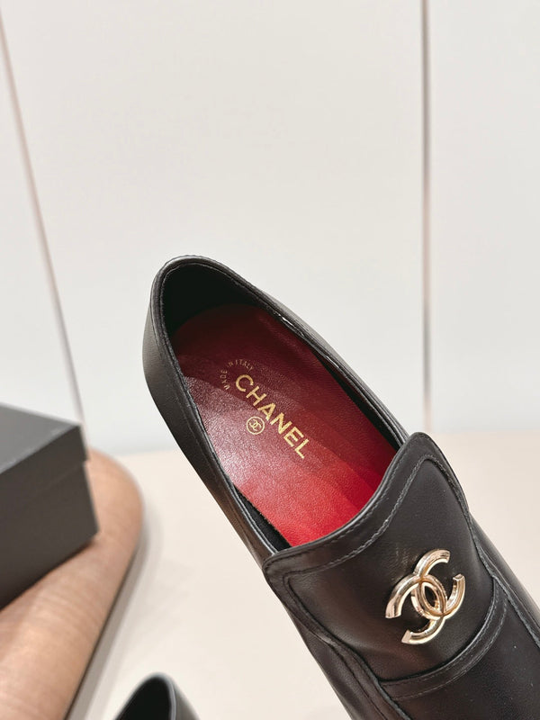CC 26s Square-Toe Buckle Loafer 3cm Black Leather 816297