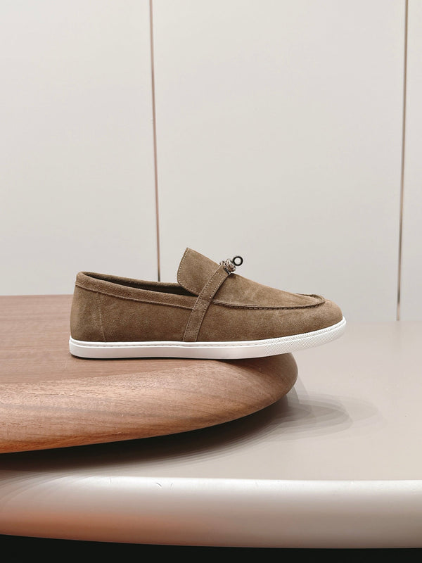 HM 26s Kelly Paris Loafers Brown Suede Silver Hardware
