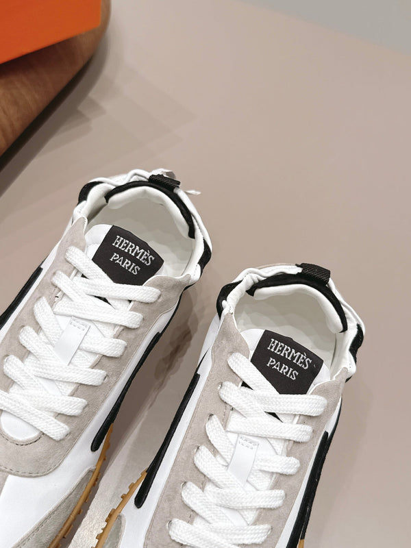 HM 26s Bouncing Sneakers White Kight Grey Nylon Suede