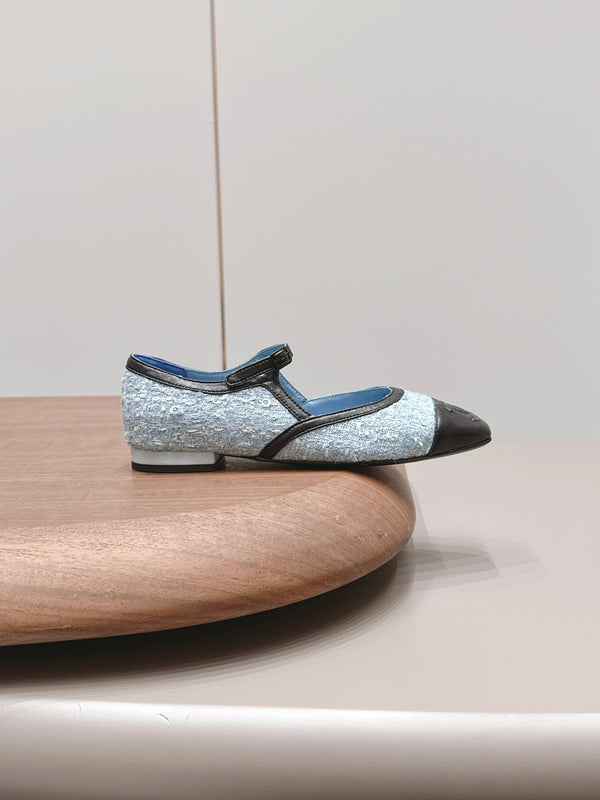 CC 26s Square-toe Ballet Flat Black Blue Sheepskin 875987