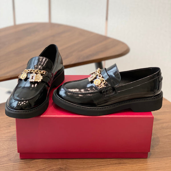 Viv 25 Thick-Soled Loafers Black Cowhide 350445