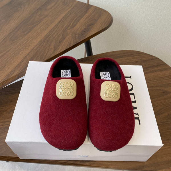 Loewe Birkenstock slippers red wool 477793