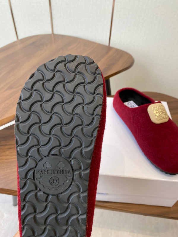 Loewe Birkenstock slippers red wool 477793