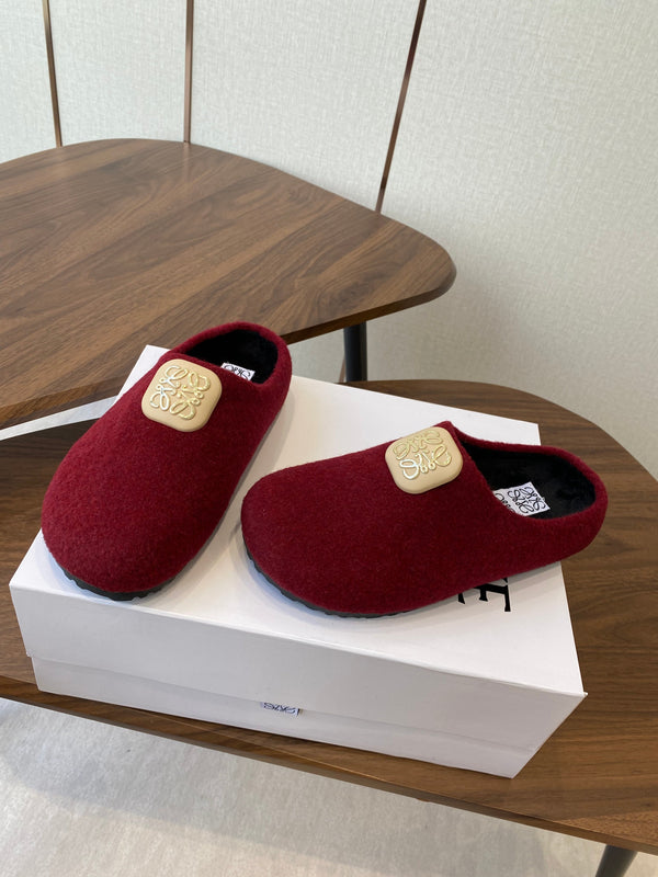 Loewe Birkenstock slippers red wool 477793