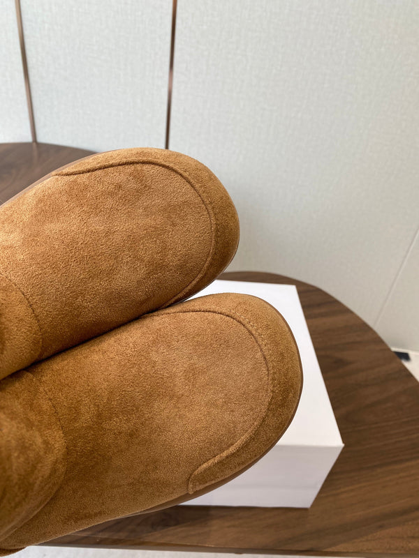 Loewe snow boots brown white suede wool 477800