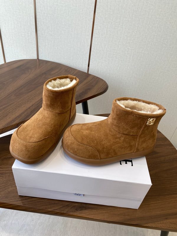 Loewe snow boots brown white suede wool 477800