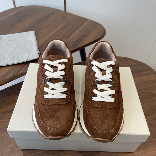 Brunello Runners With Shiny Details Brown Suede 624483