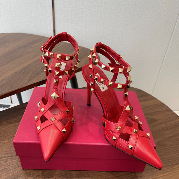 VT Studdy Pumps 95mm Red Leather 624355